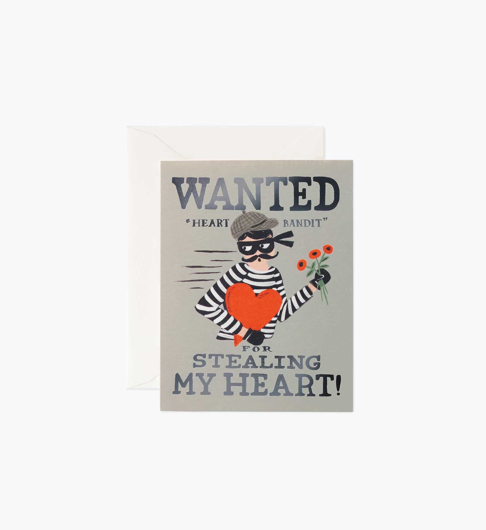 Heart Bandit Silver Love & Friendship Card - Single Card - Greeting Card with Envelope