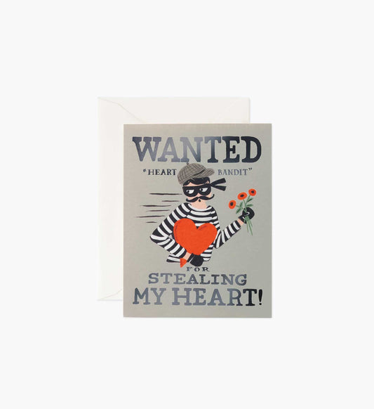 Heart Bandit Silver Love & Friendship Card - Single Card - Greeting Card with Envelope