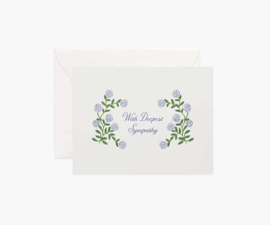 Hydrangea Sympathy Card - Single Card - Greeting Card with Envelope
