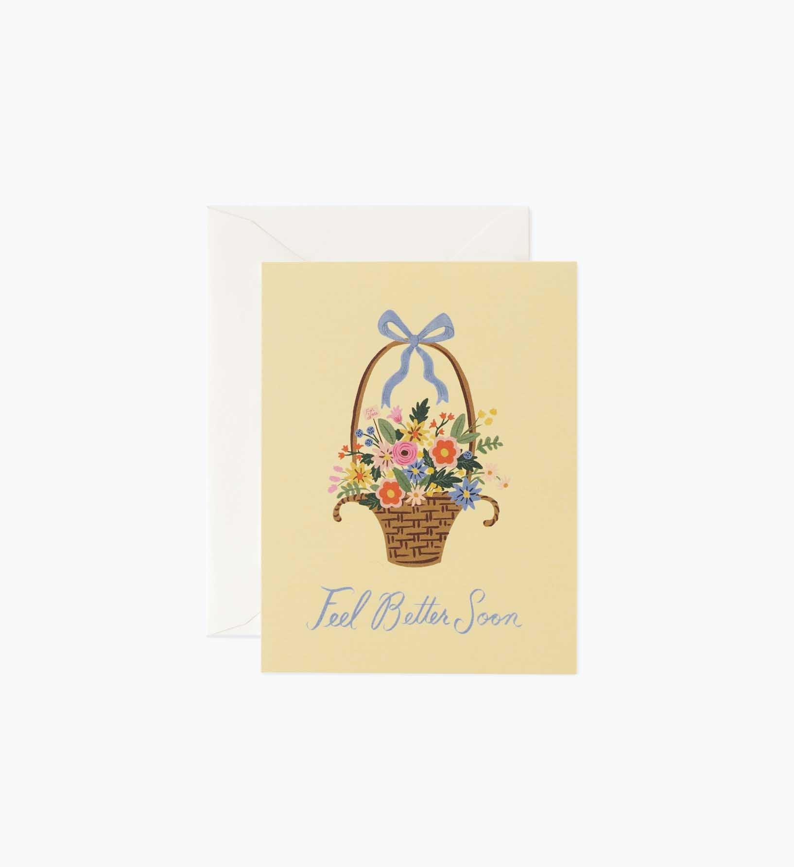 Feel Better Basket Sympathy Card - Single Card - Greeting Card with Envelope