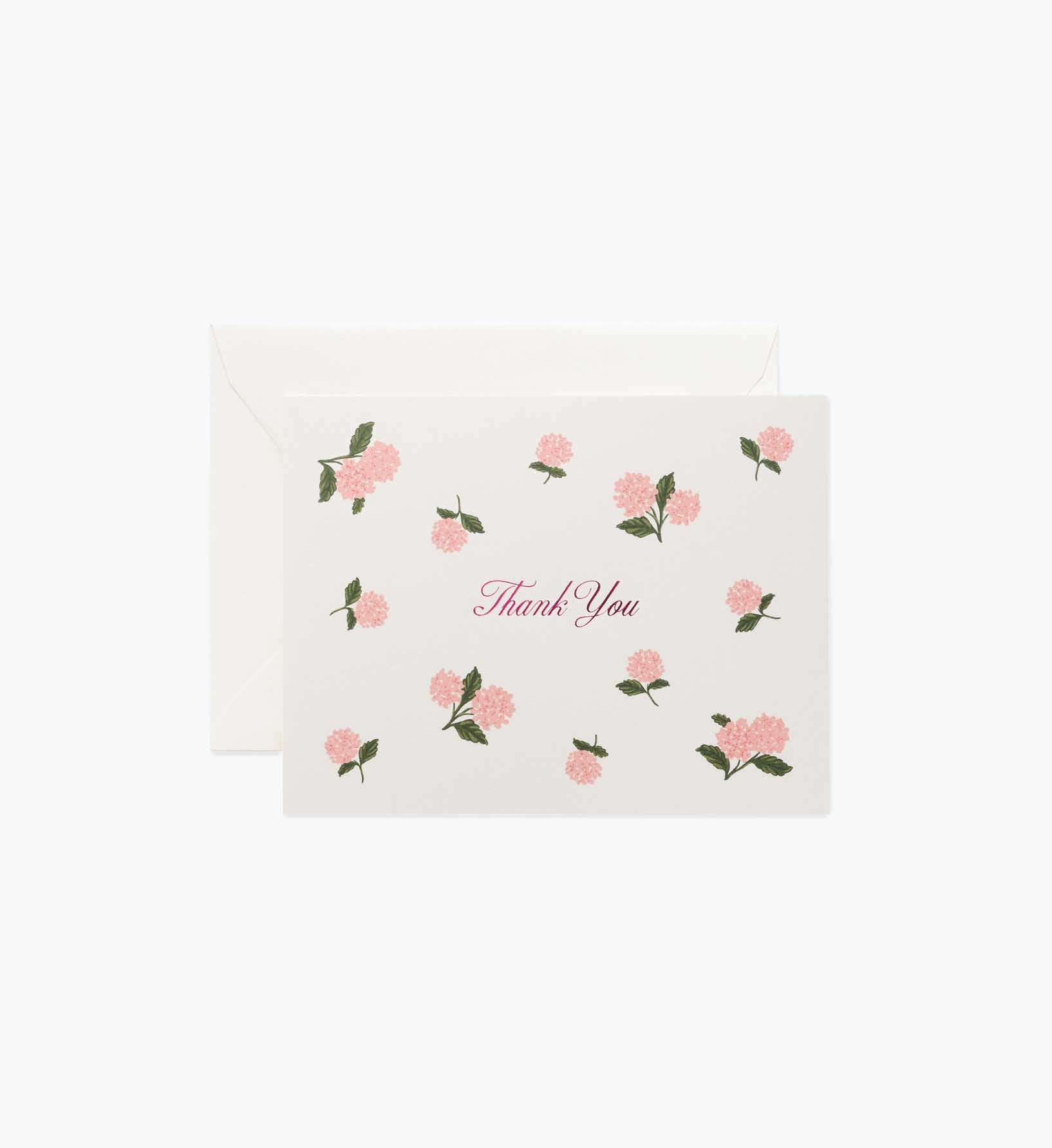 Pink Hydrangea Thank You Card - Single Card - Greeting Card with Envelope