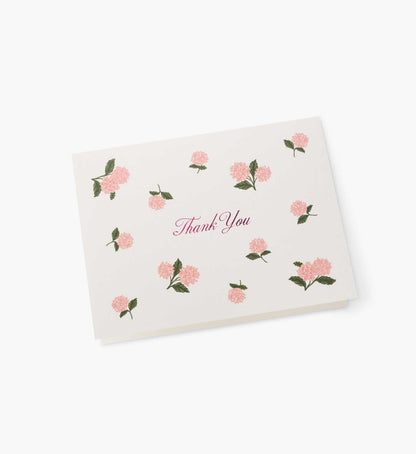 Pink Hydrangea Thank You Card - Single Card