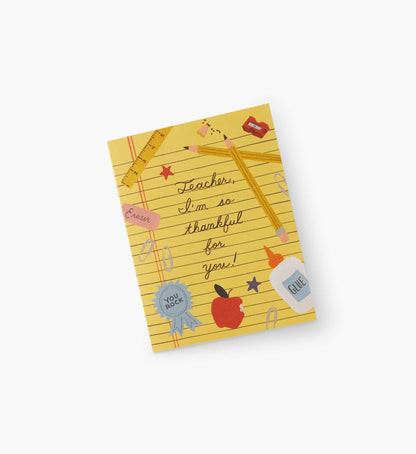 Thankful For Teacher Thank You Card - Single Card