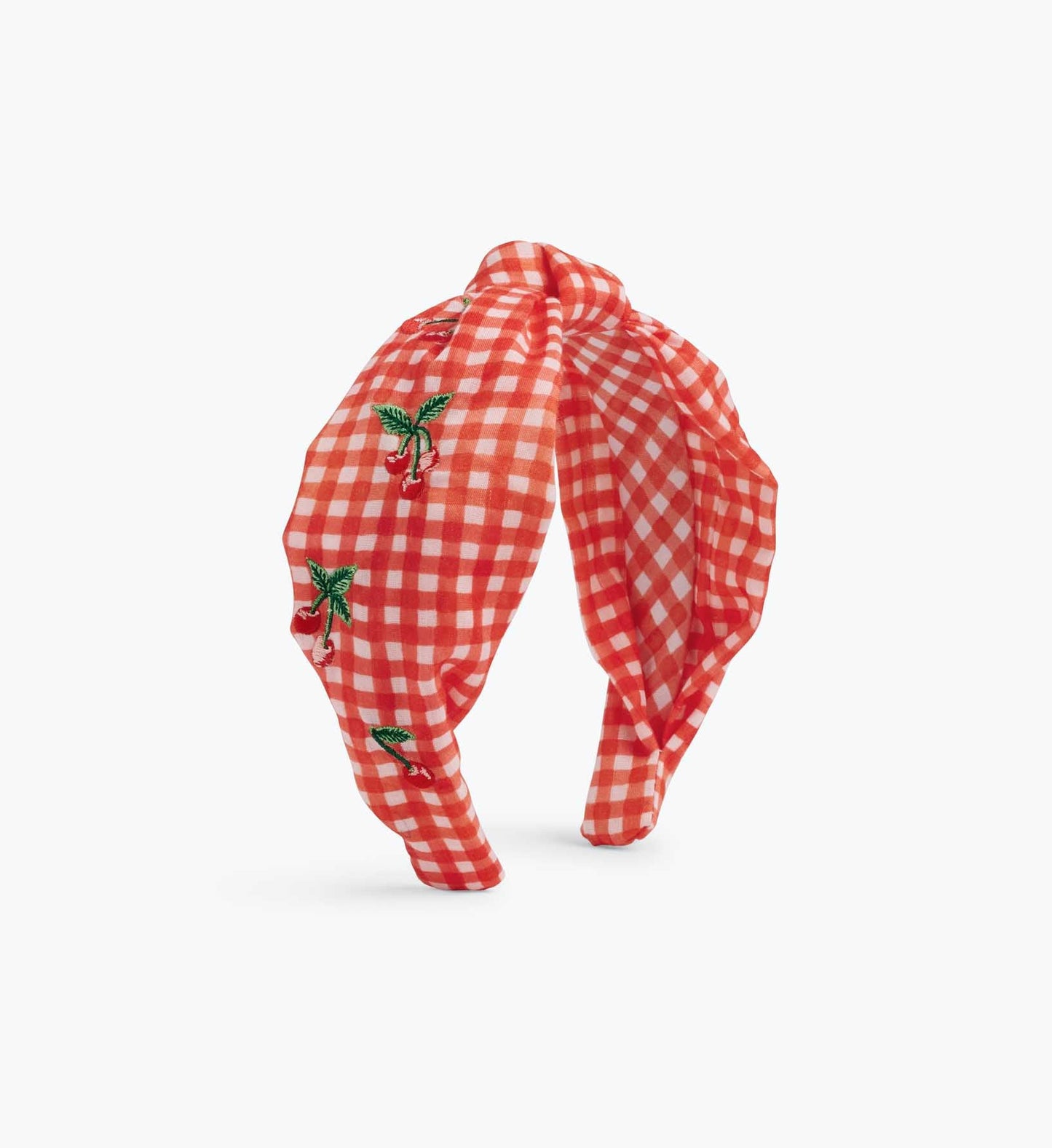 Knotted Headband - Gingham Cherries - Comfortable Hair Accessory