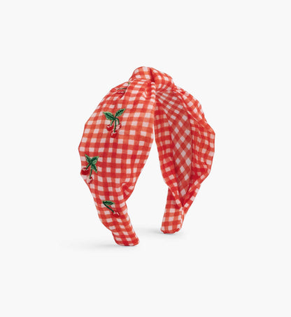 Knotted Headband - Gingham Cherries - Comfortable Hair Accessory
