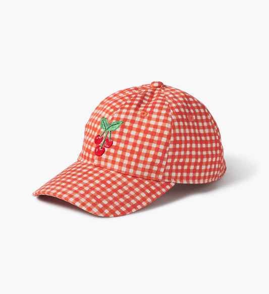 Baseball Cap - Gingham Cherries - Adjustable Embroidered Cap