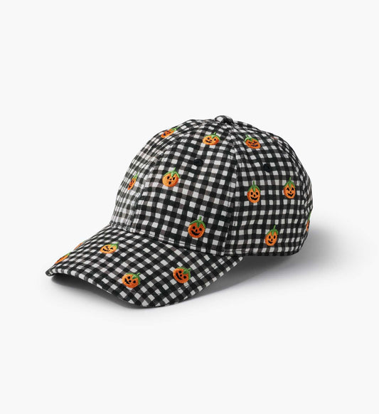 Baseball Cap - Pumpkin Gingham - Adjustable Embroidered Cap