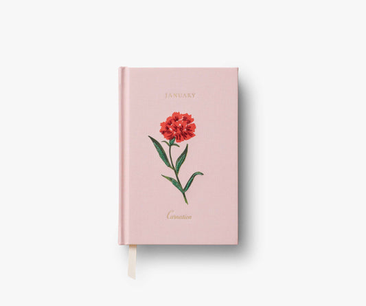 Birth Month Mini Embroidered Journal - January - Lined Notebook Journal
