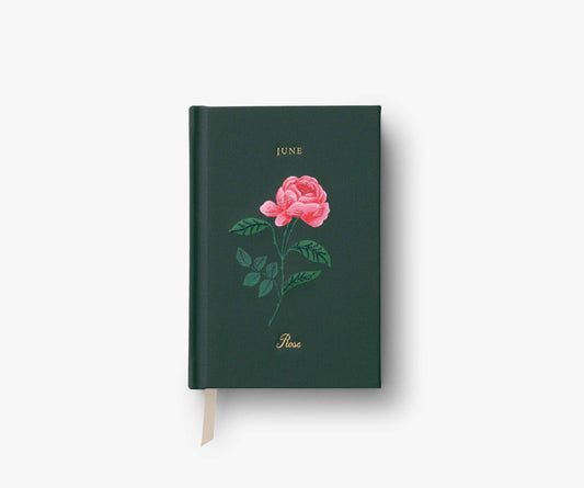 Birth Month Mini Embroidered Journal - June - Lined Notebook Journal