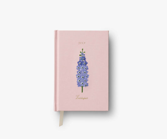 Birth Month Mini Embroidered Journal - July - Lined Notebook Journal