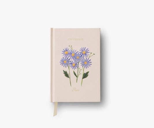 Birth Month Mini Embroidered Journal - September - Lined Notebook Journal