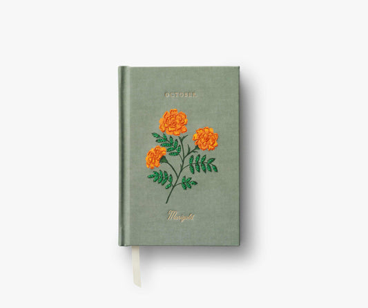 Birth Month Mini Embroidered Journal - October - Lined Notebook Journal