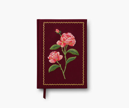 Embroidered Journal - Roses - Lined Notebook Journal