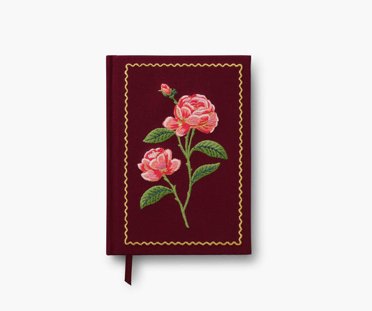 Embroidered Journal - Roses - Lined Notebook Journal