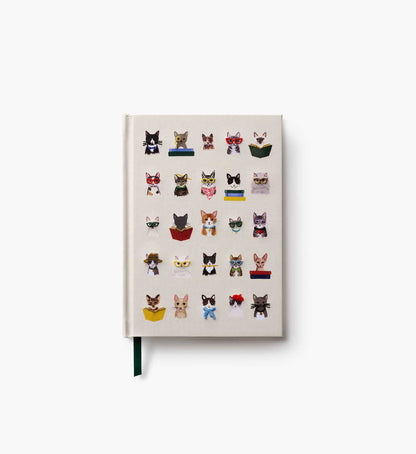 Embroidered Journal - Studious Cats - Lined Notebook Journal