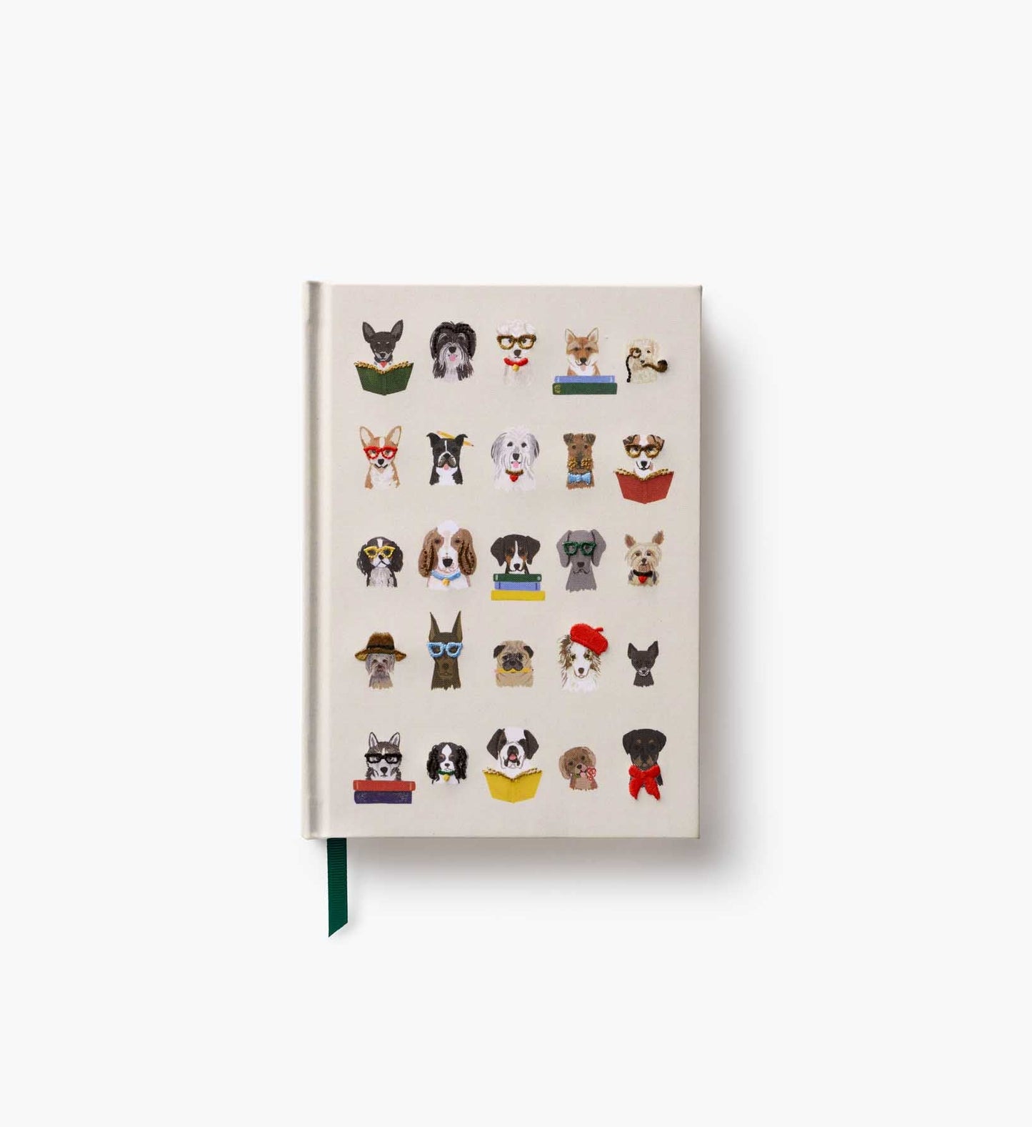 Embroidered Journal - Studious Dogs - Lined Notebook Journal