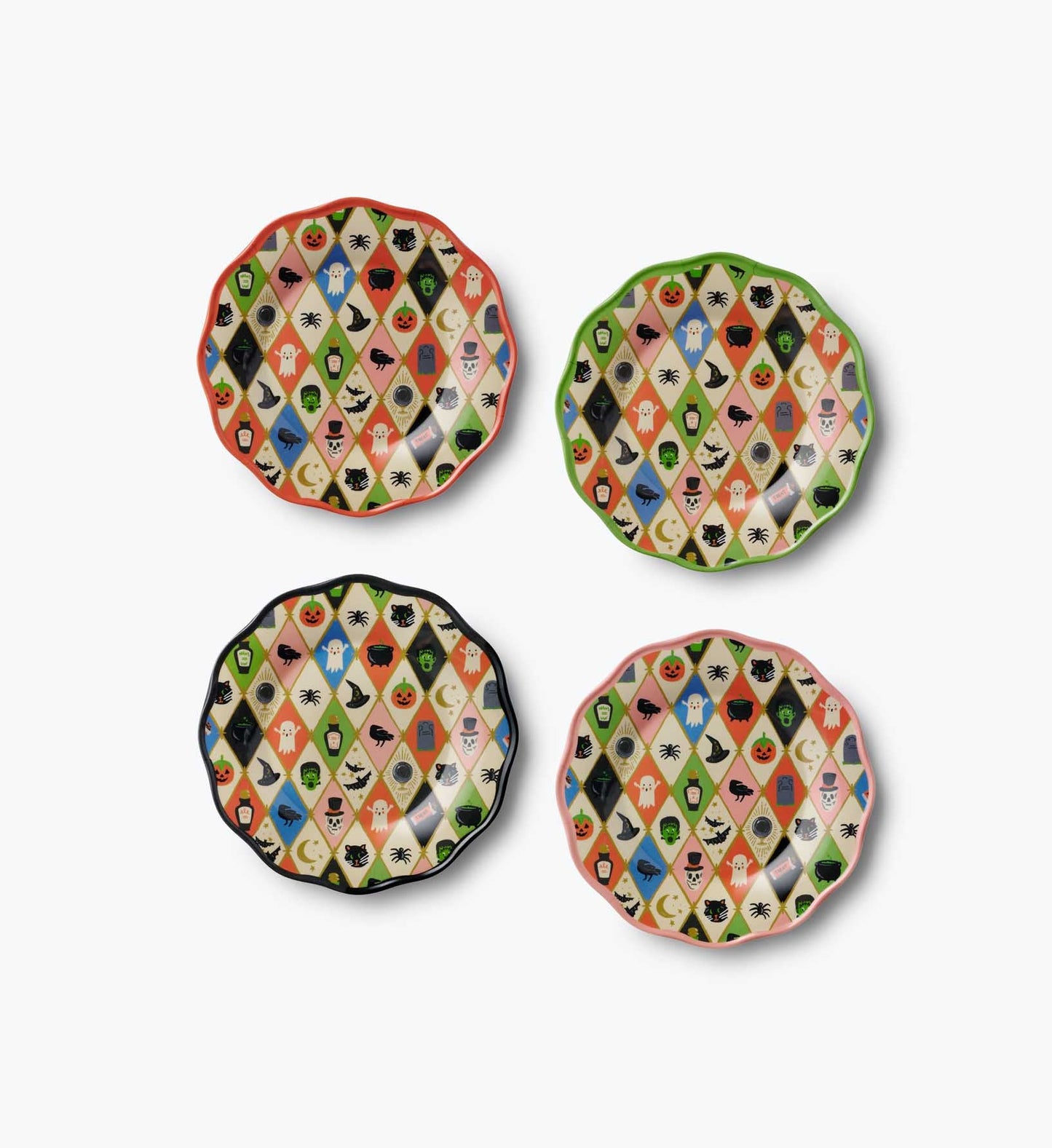 Melamine Assorted Dessert Plates - Halloween Argyle - Premium Design Accessory