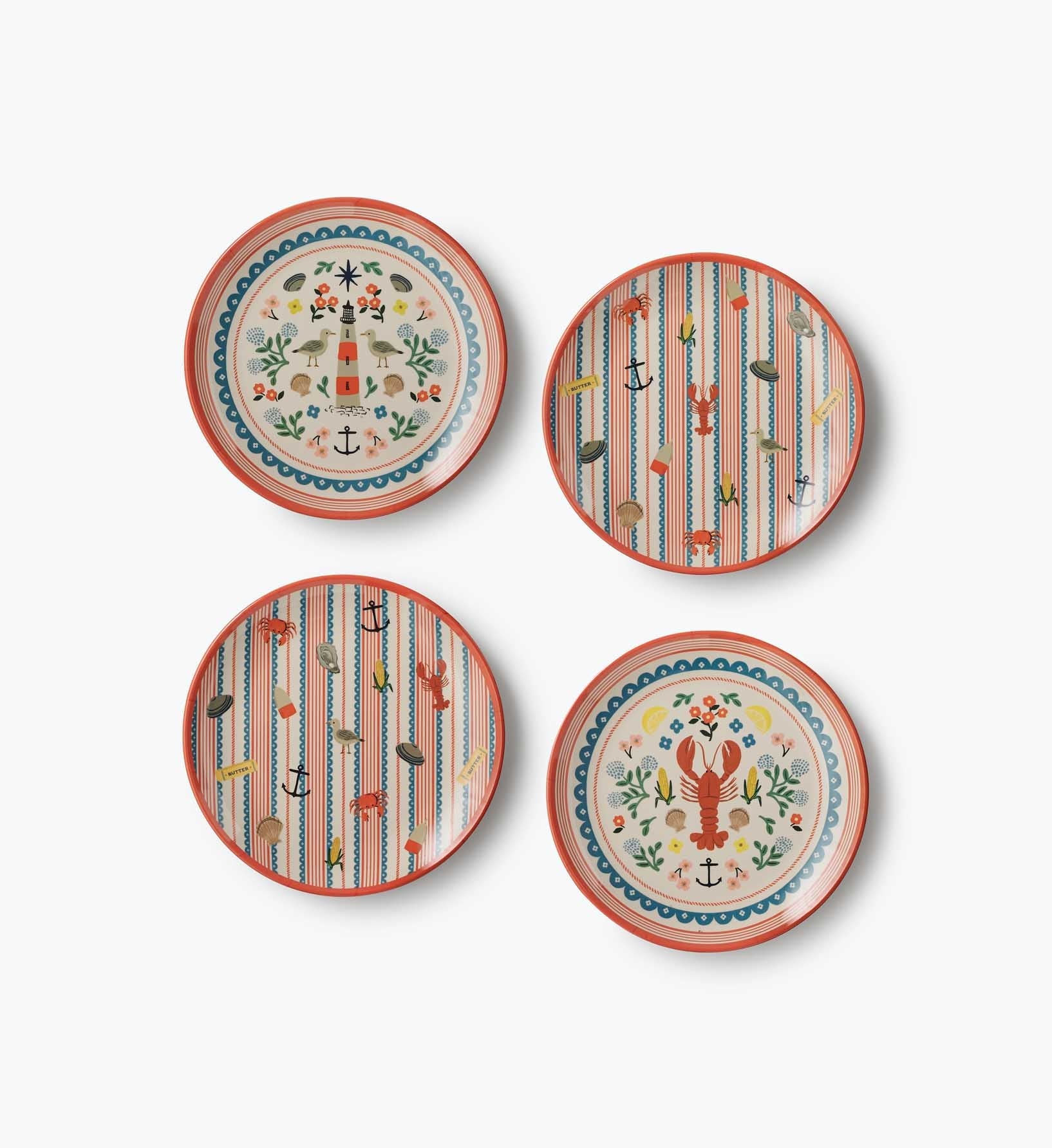Melamine Assorted Dessert Plates - Seaside - Premium Design Accessory