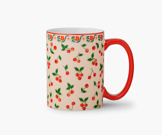 Porcelain Mug - Cherries - Porcelain Coffee Mug