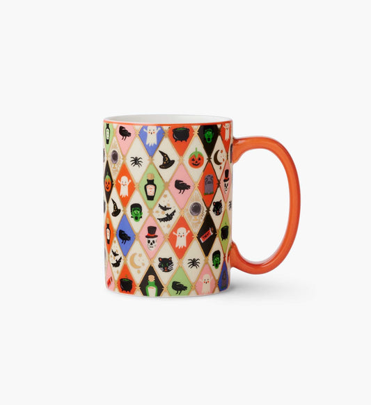 Porcelain Mug - Halloween Argyle - Porcelain Coffee Mug