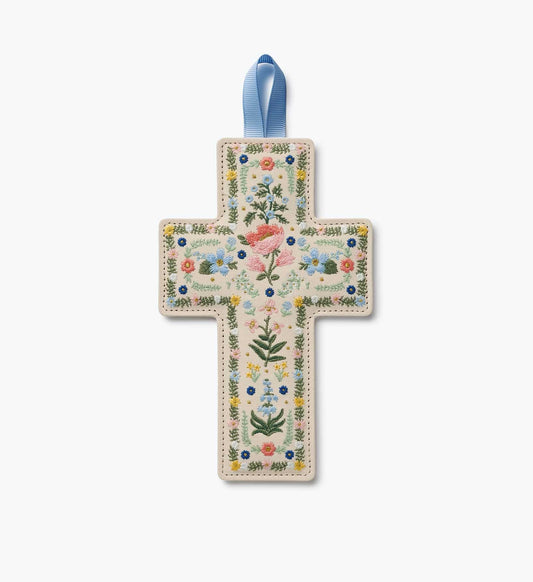 Embroidered Cross - Rosette - Embroidered Wall Cross