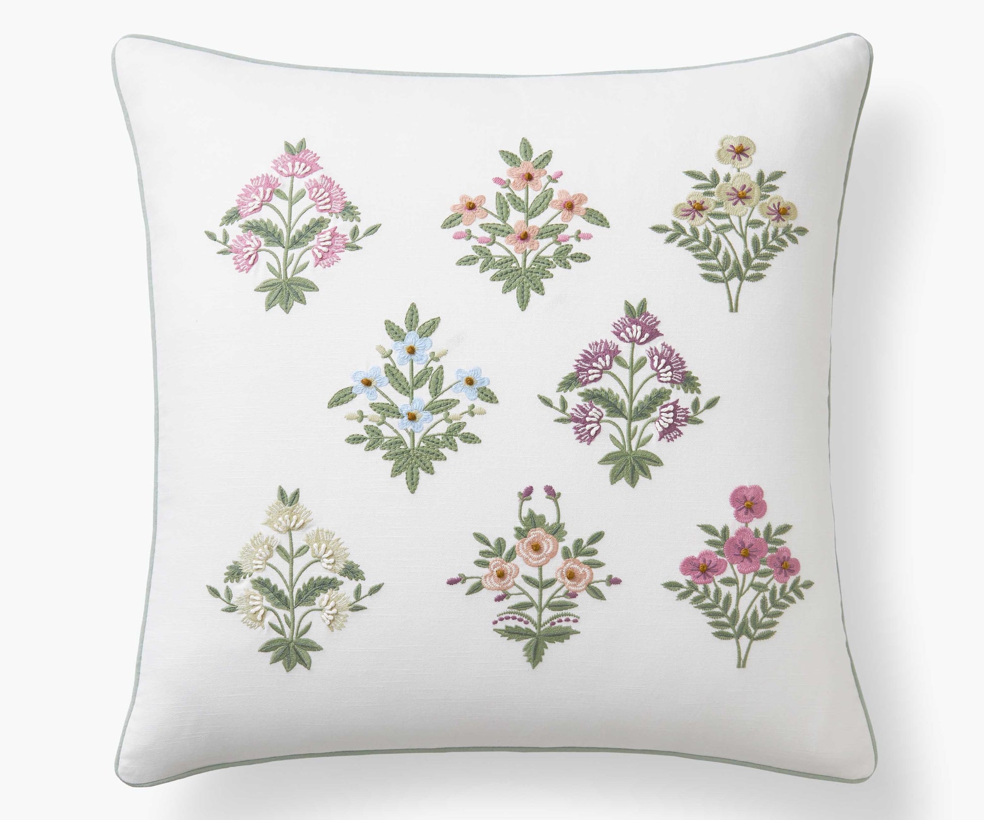 Embroidered Pillow Cover - Estee Garden - Embroidered Throw Pillow