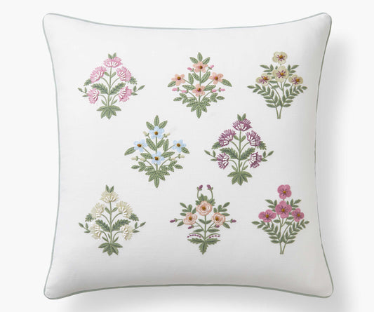 Embroidered Pillow Cover - Estee Garden - Embroidered Throw Pillow