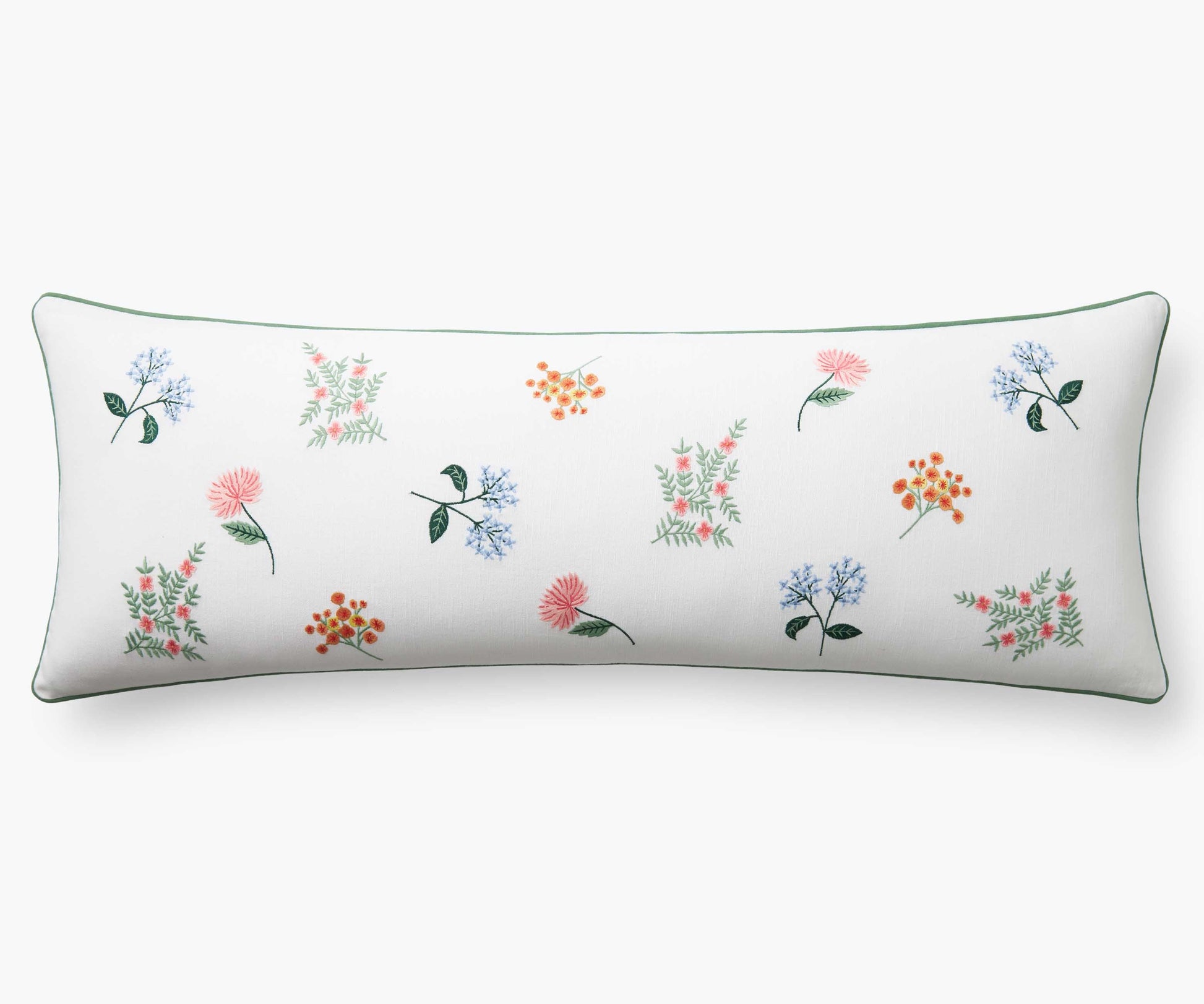 Embroidered Lumbar Pillow Cover - Dahlia - Embroidered Throw Pillow