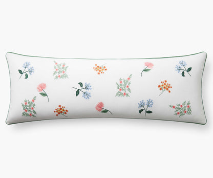 Embroidered Lumbar Pillow Cover - Dahlia - Embroidered Throw Pillow