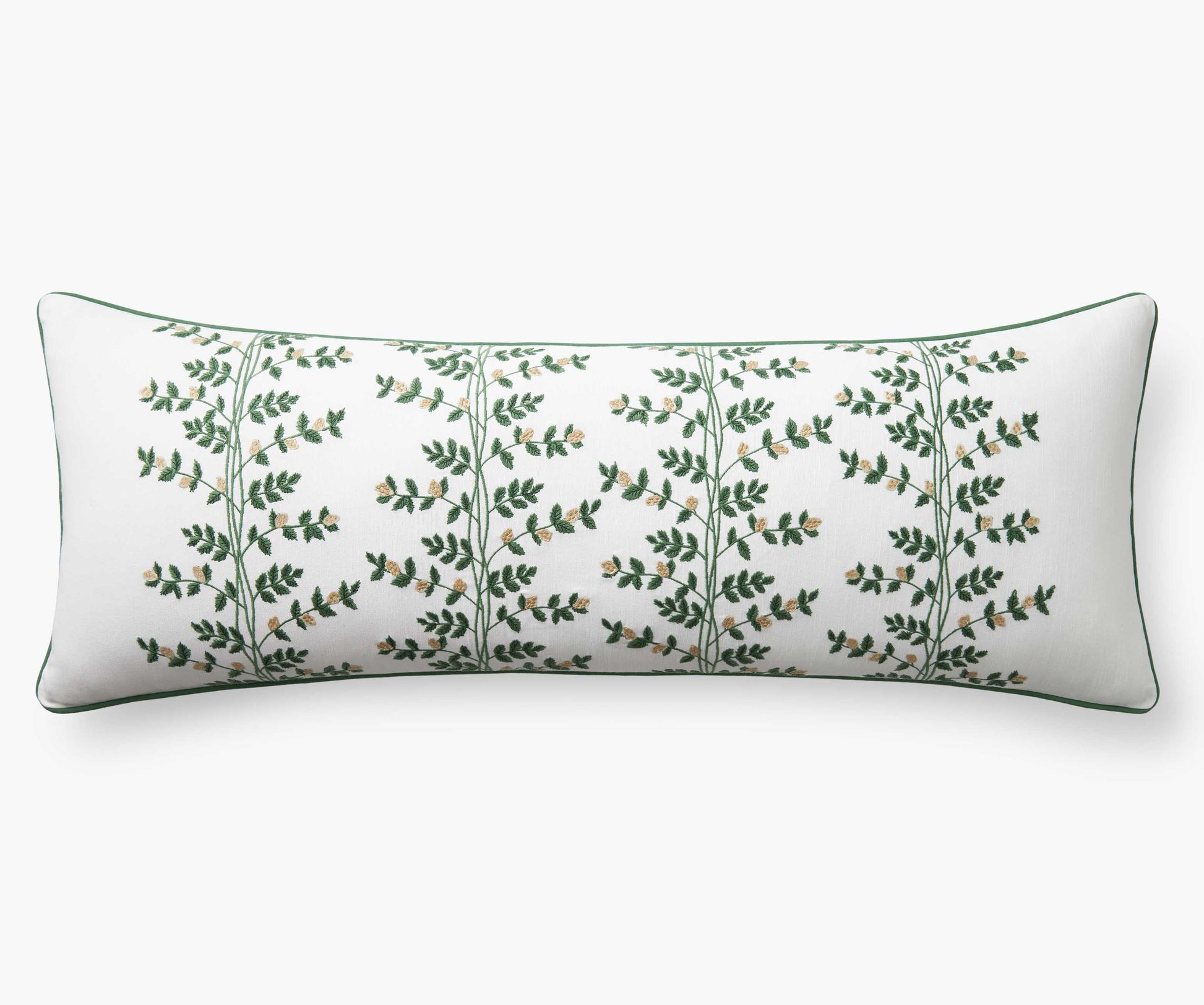 Embroidered Lumbar Pillow Cover - Climbing Vines White - Embroidered Throw Pillow