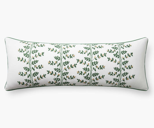 Embroidered Lumbar Pillow Cover - Climbing Vines White - Embroidered Throw Pillow