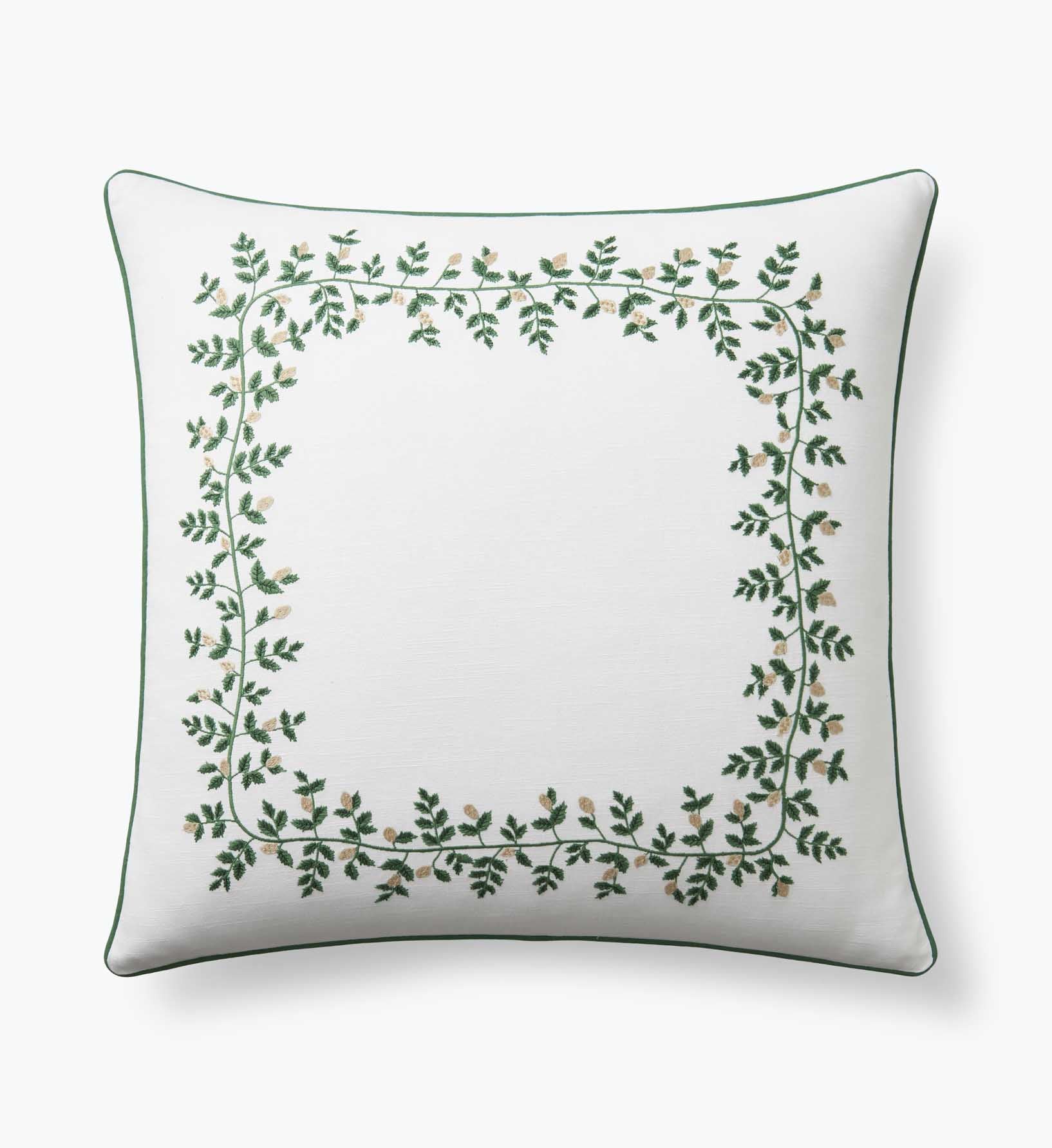 Embroidered Pillow Cover - Climbing Vines White - Embroidered Throw Pillow