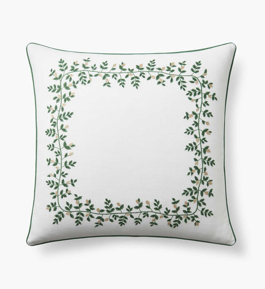 Embroidered Pillow Cover - Climbing Vines White - Embroidered Throw Pillow