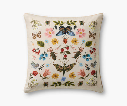 Curio Garden Embroidered Pillow - White - Embroidered Throw Pillow