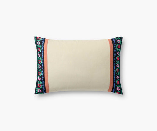 Delphine Stripe Embroidered Lumbar Pillow - Multi - Embroidered Throw Pillow