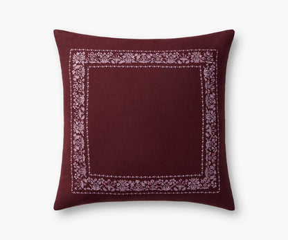 Estee Border Embroidered Pillow - Mulberry - Embroidered Throw Pillow