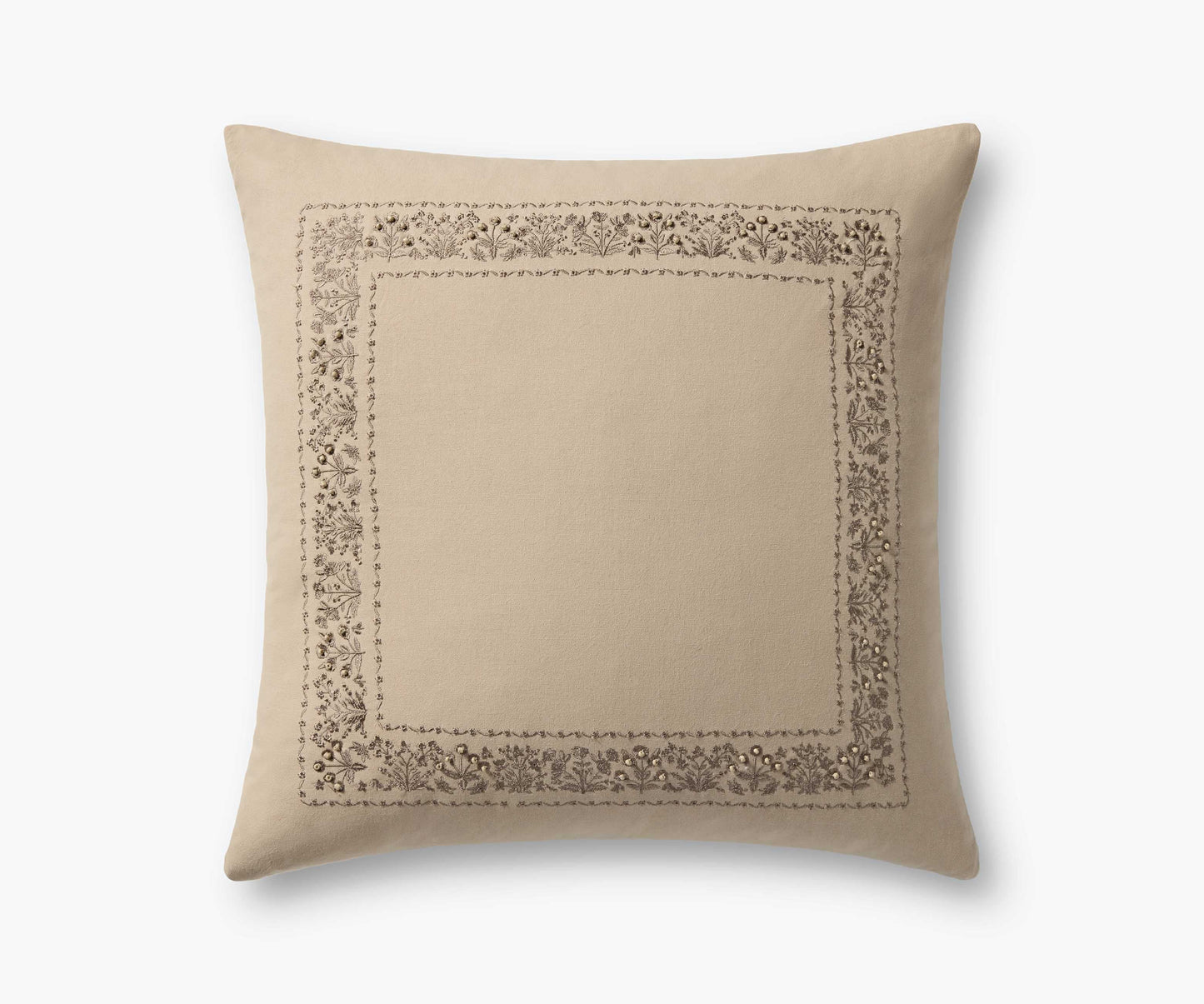 Estee Border Embroidered Pillow - Cream - Embroidered Throw Pillow