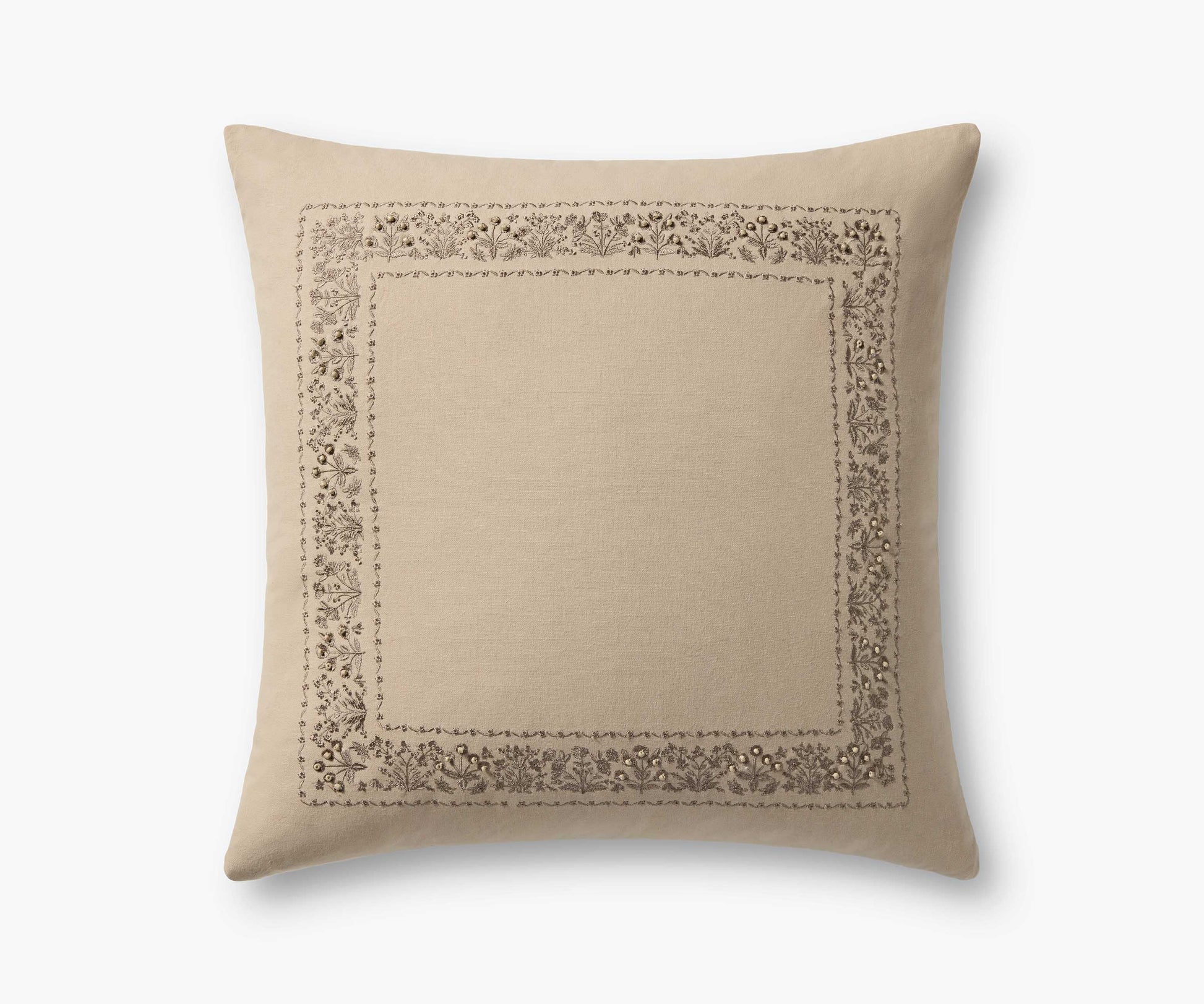 Estee Border Embroidered Pillow - Cream - Embroidered Throw Pillow