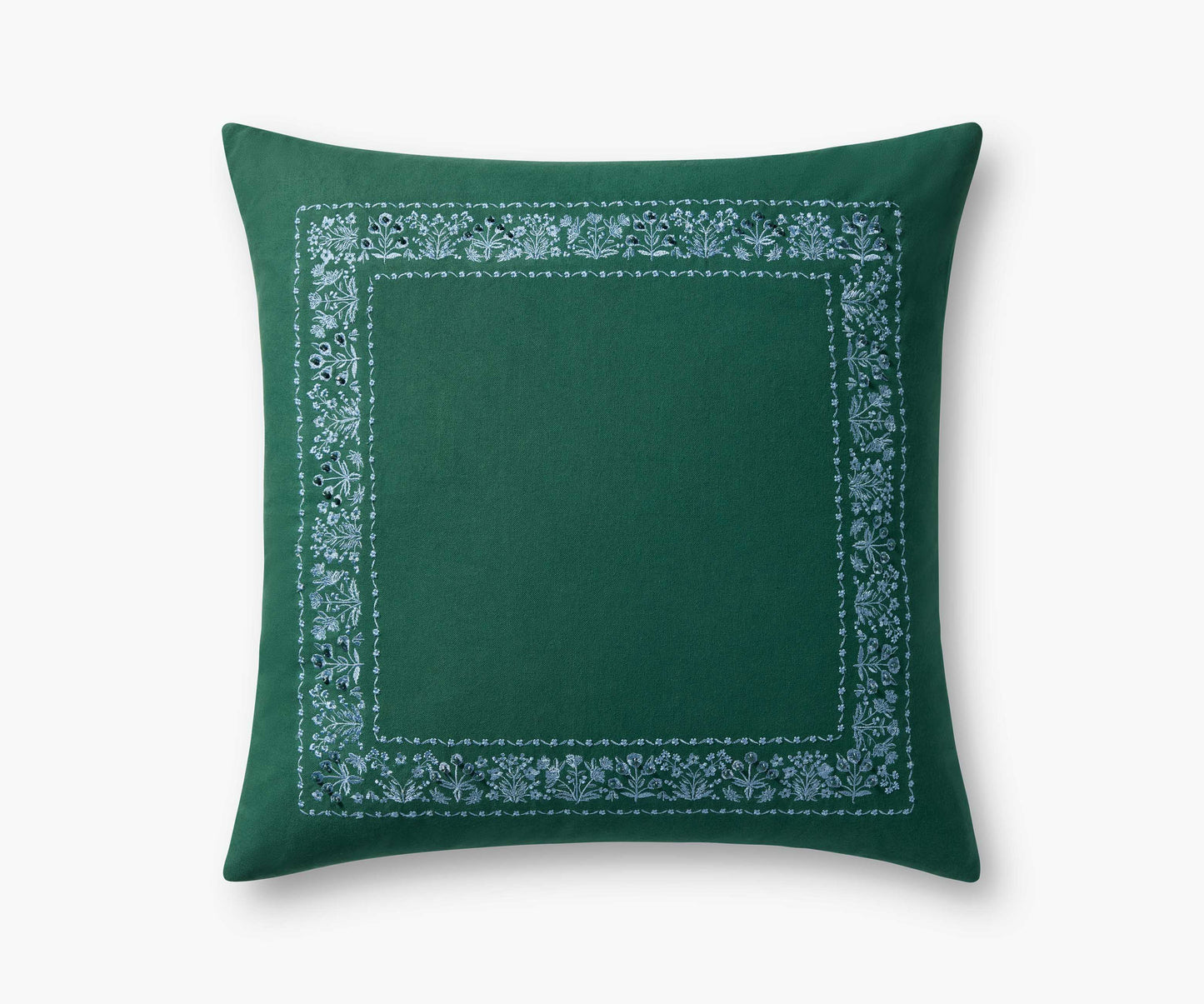 Estee Border Embroidered Pillow - Hunter - Embroidered Throw Pillow