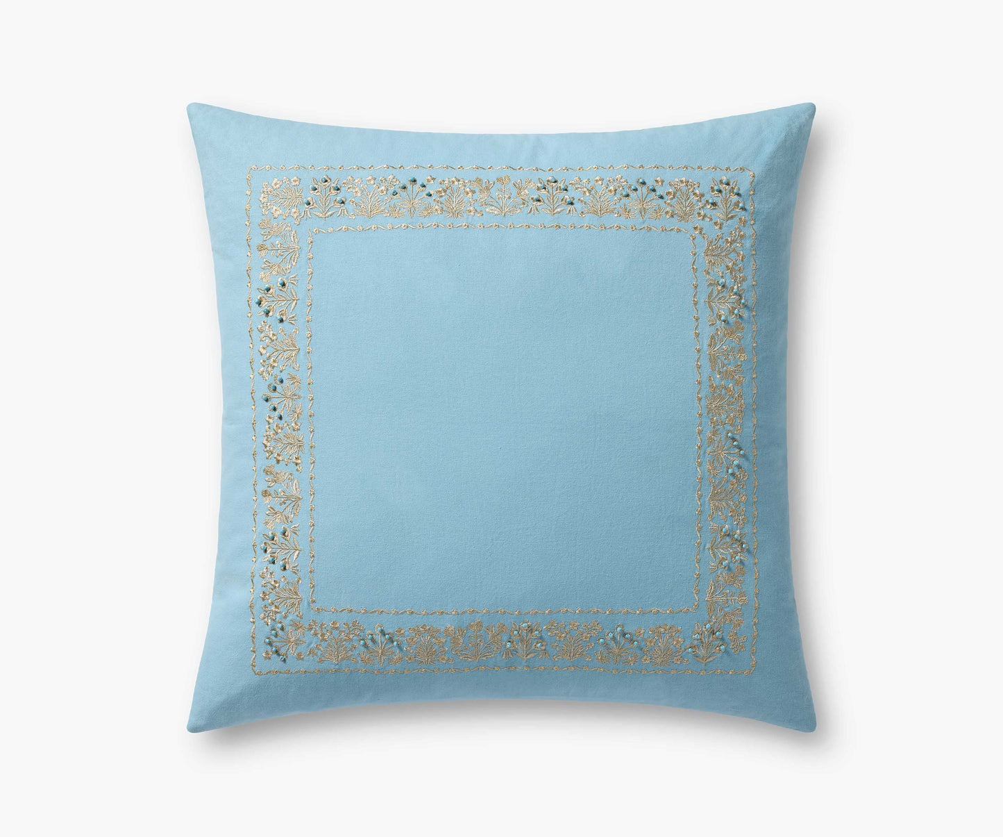 Estee Border Embroidered Pillow - Blue - Embroidered Throw Pillow