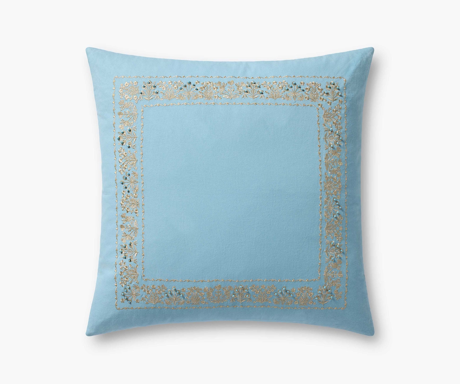 Estee Border Embroidered Pillow - Blue - Embroidered Throw Pillow