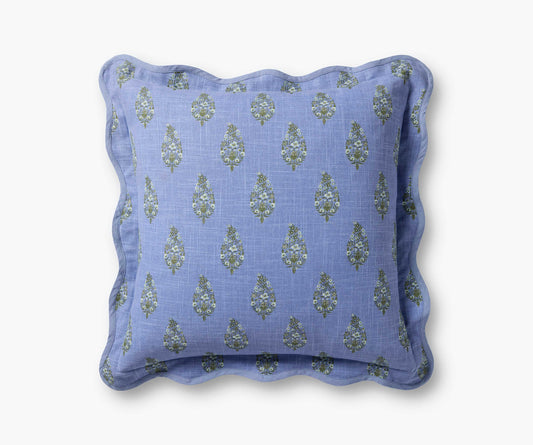 Paisley Pillow - Blue - Embroidered Throw Pillow