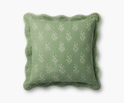 Paisley Pillow - Green - Embroidered Throw Pillow