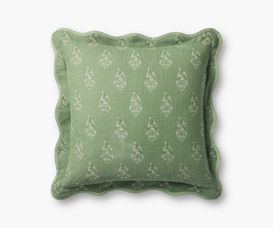 Paisley Pillow - Green - Embroidered Throw Pillow