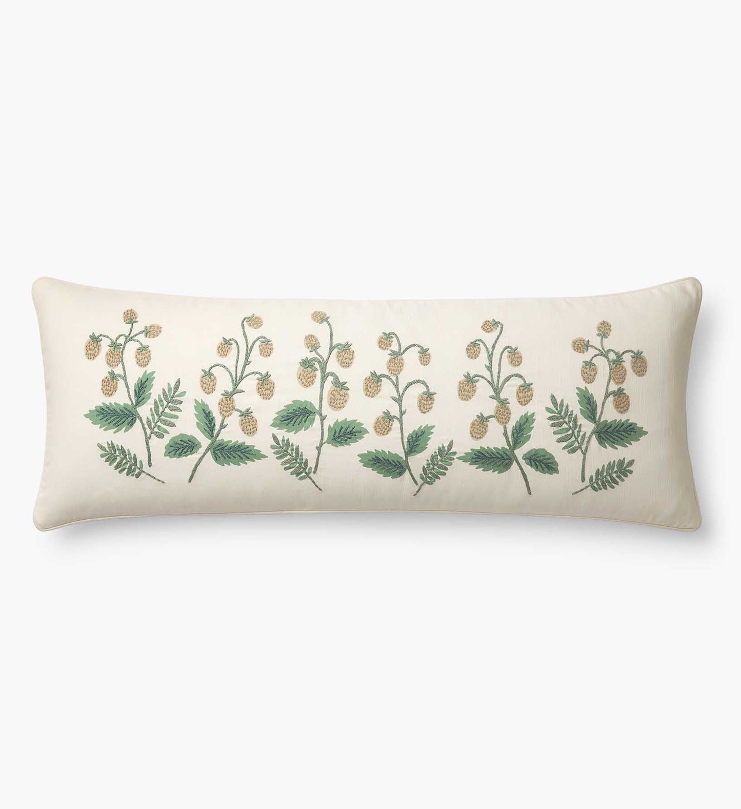 Embroidered Lumbar Pillow Cover - Strawberry Fields - Embroidered Throw Pillow
