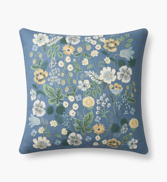 Embroidered Pillow Cover - Strawberry Fields Green - Embroidered Throw Pillow