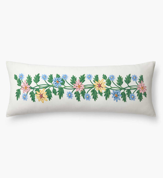 Embroidered Lumbar Pillow Cover - Helena - Embroidered Throw Pillow