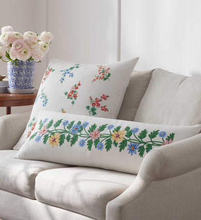 Embroidered Lumbar Pillow Cover - Helena