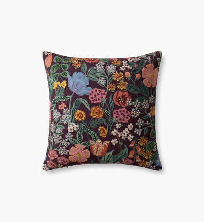 Burgundy Blossom Embroidered Pillow - Burgundy - Embroidered Throw Pillow