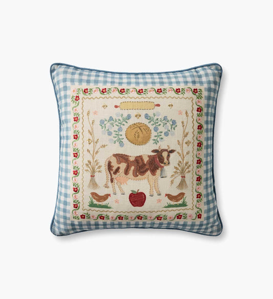 Country Home Embroidered Pillow - Multi - Embroidered Throw Pillow